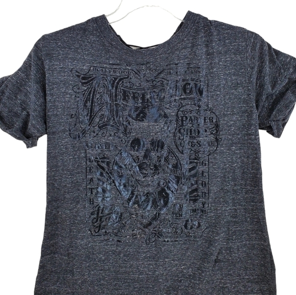 Affliction Top XL Skull Woman Mirror Optical Illusion Black Live Fast Lace Up - Picture 5 of 16